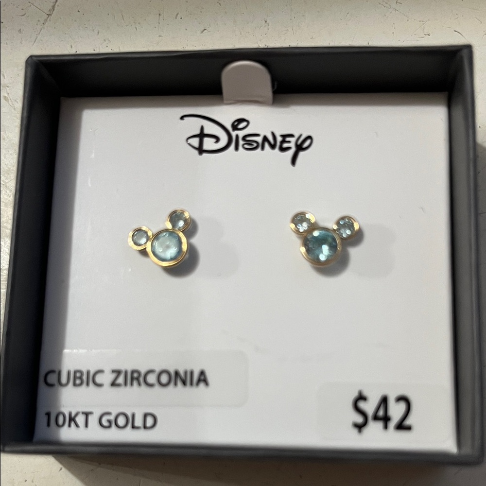 Disney Gold Earrings with Blue Stones